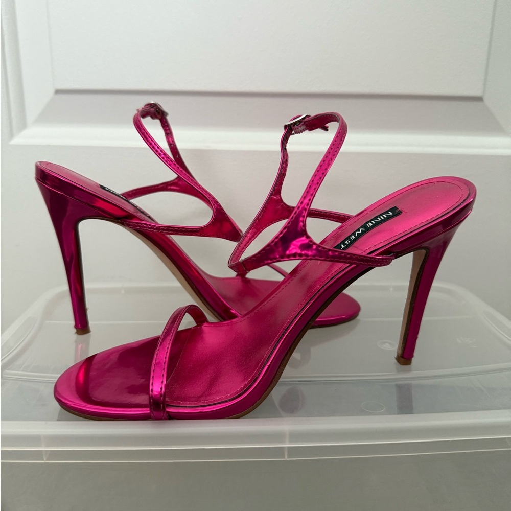 Nine West Pink Stiletto Heels Satin Strappy